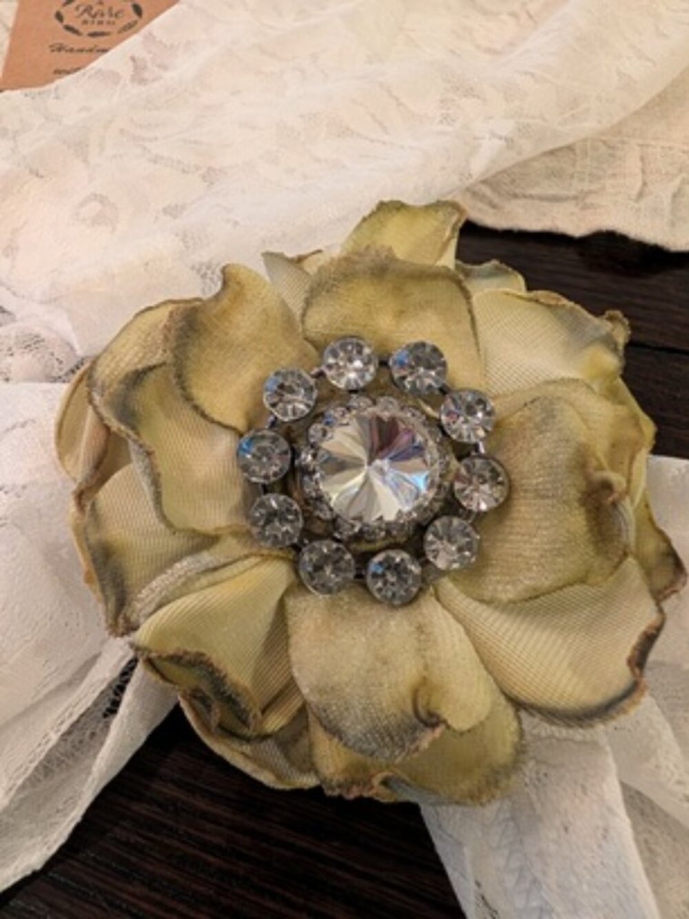 A RARE BIRD VINTAGE VELVET, DYED ACCESSORY-SEE DESCRIPTION AND PICS-OLIVE GREEN